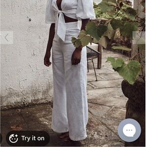 DISSH 100% Linen wide leg pants